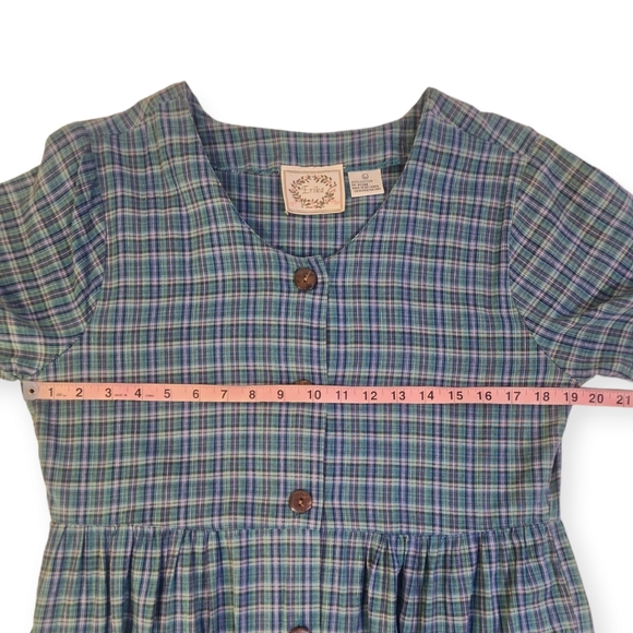 Vintage Modest Checkered Cotton Midi Dress - Picture 6 of 7